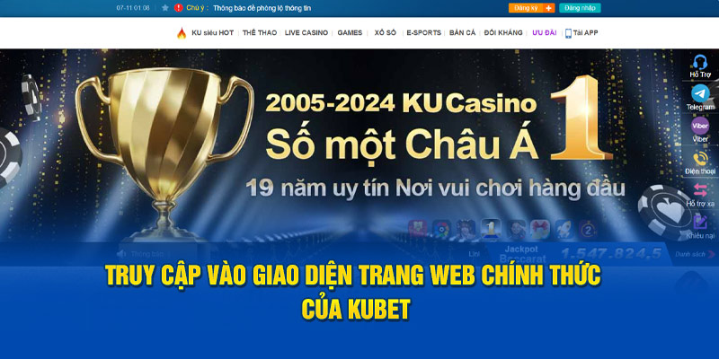 Truy cập thẳng vào giao diện trang web chính thức